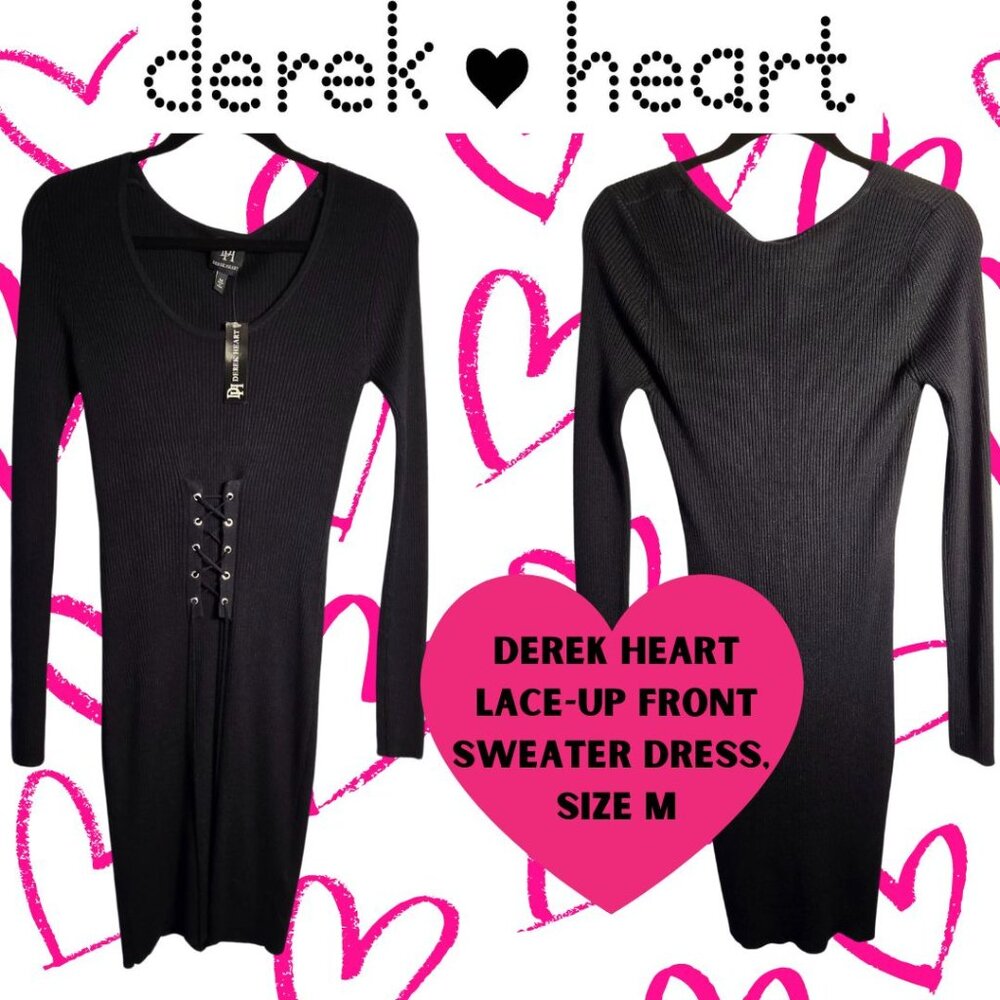 New with tags Derek Heart, lace up front sweater dress.  Size M.